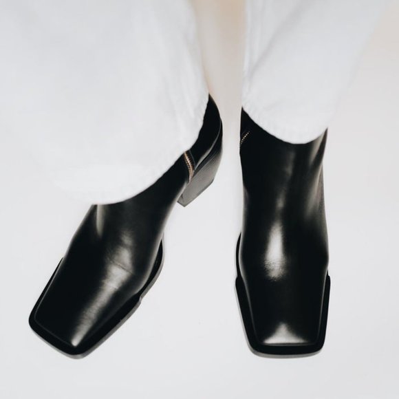 Black Leather Ankle Boot Size 10 (41) - Picture 7 of 7